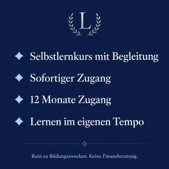 Selbstlernkurs mit Begleitung, sofortiger Zugang, 12 Monate Zugang, Lernen im eigenen Tempo